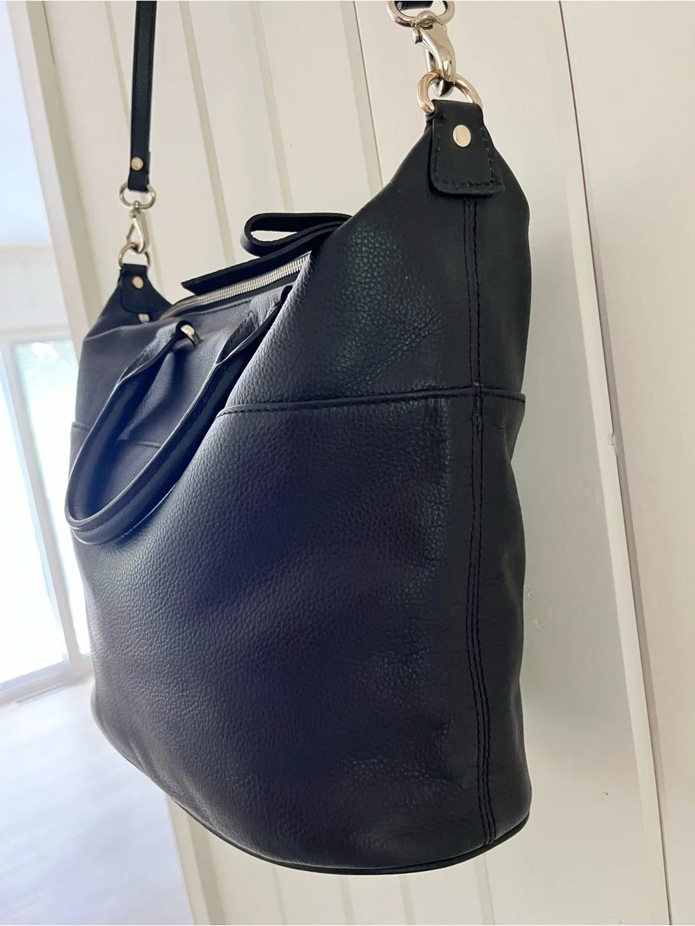 Banana Republic Black Pebbled Leather Satchel/Shoulder Bag